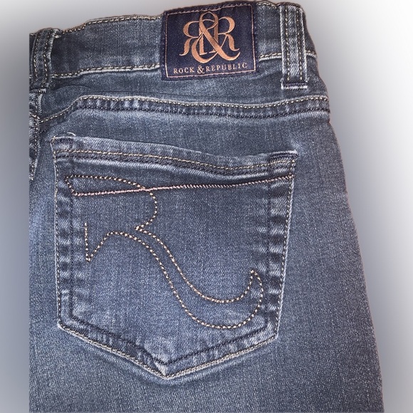 Rock & Republic Kasandra Mid Low Rise Boot Cut Straight Dark Wash Y2K Jeans 4 - Picture 9 of 11